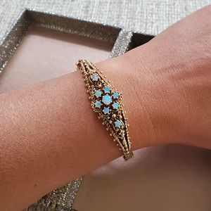 Vintage 14k Gold Opal Hinge Bracelet